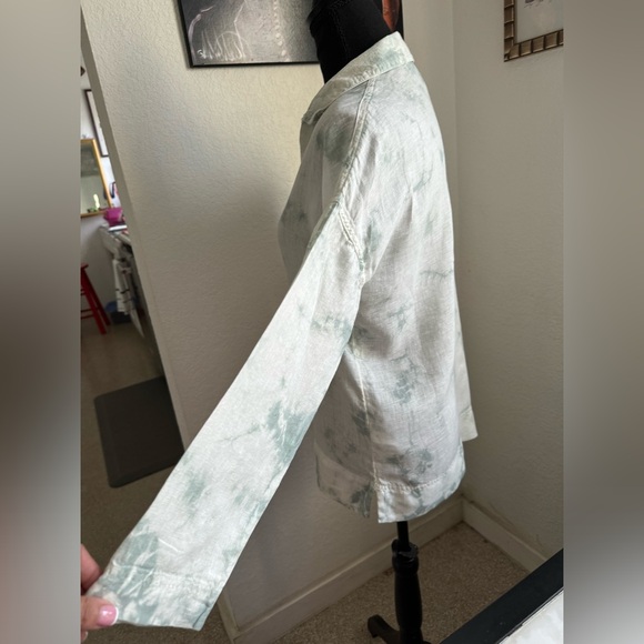 Rachel Zoe Tie Dye Mint & Ivory Linen Blouse - Picture 12 of 16